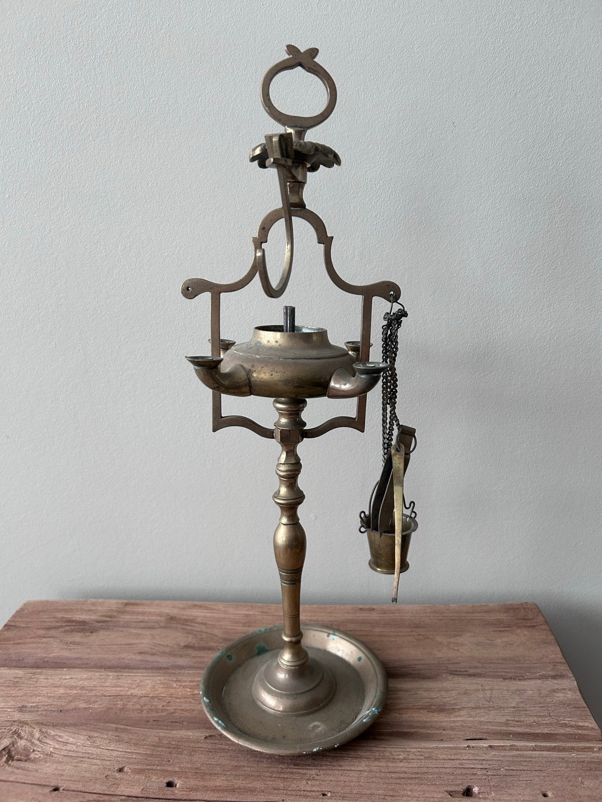 Antieke Messing Olielamp - Portugese Candeia Stijl, Ophalen of Verzenden