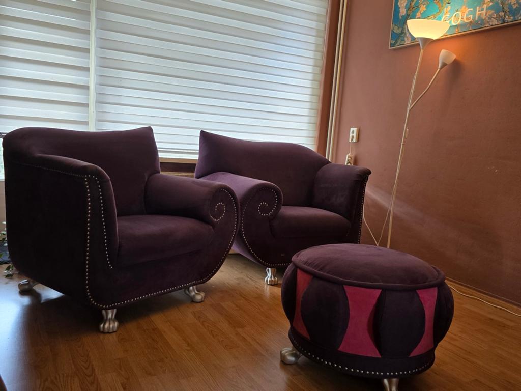 Bretz Gaudi fauteuil set met poef – designer velvet, Ophalen, Gebruikt, Minder dan 75 cm, Stof