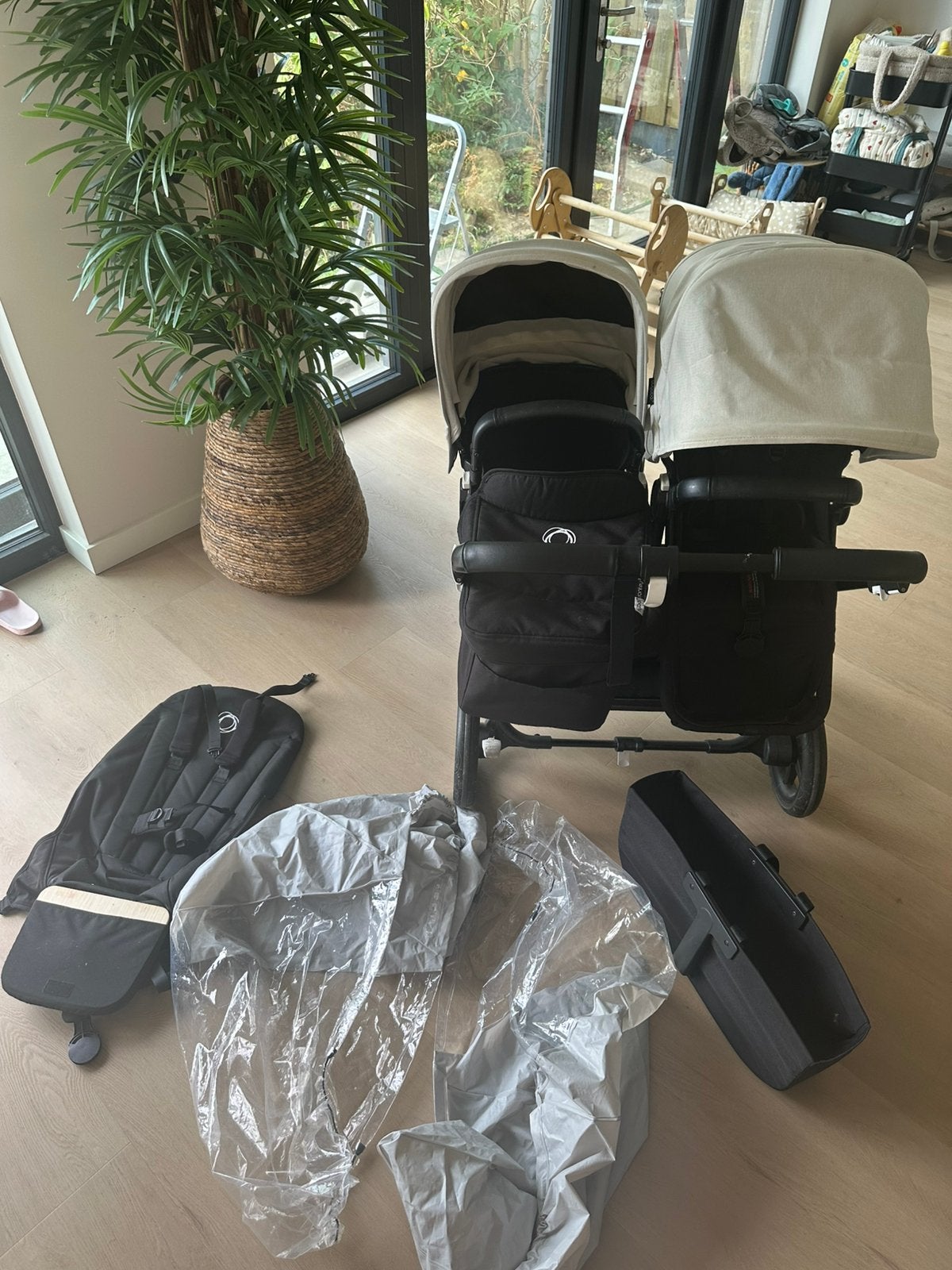 Bugaboo duo donkey 3 incl accessoires mono/duo beige, Ophalen, Gebruikt, Bugaboo, Combiwagen