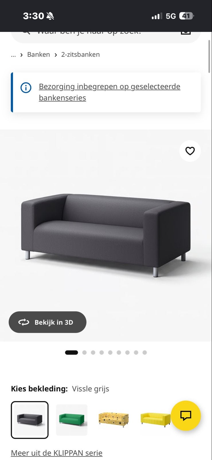 IKEA Klippan 2-zitsbank - Vissle grijs, Ophalen, Gebruikt, 150 tot 200 cm, Tweepersoons
