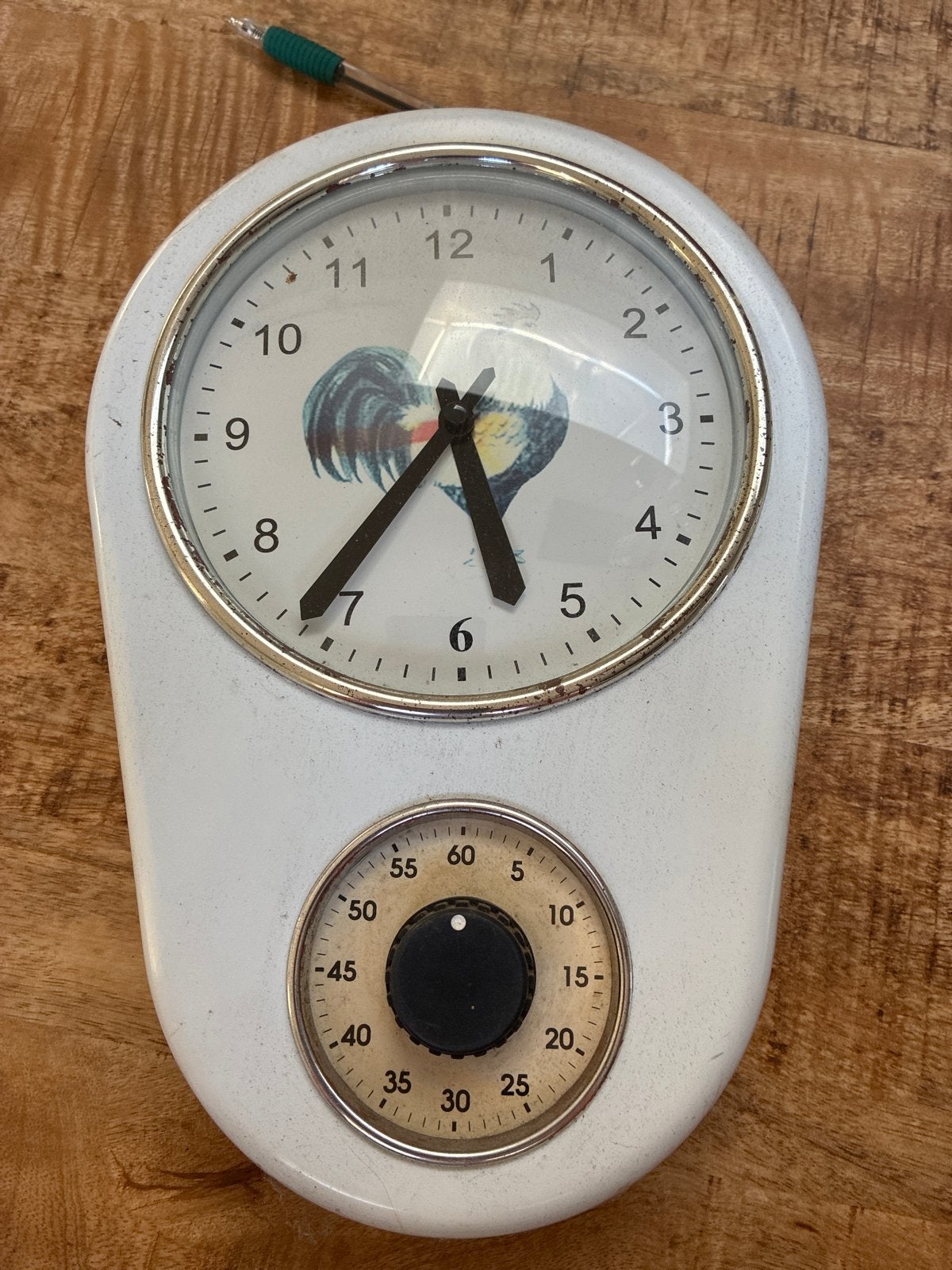 Vintage Keukenklok met Kookwekker en Haan Decoratie, Ophalen