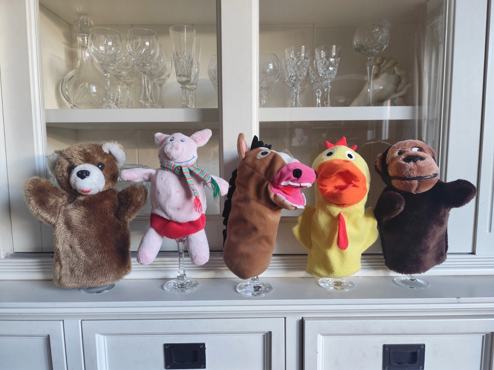 Diverse dieren handpoppen p.st. te koop: zie advertentie, Ophalen of Verzenden, Gebruikt, Ontdekken