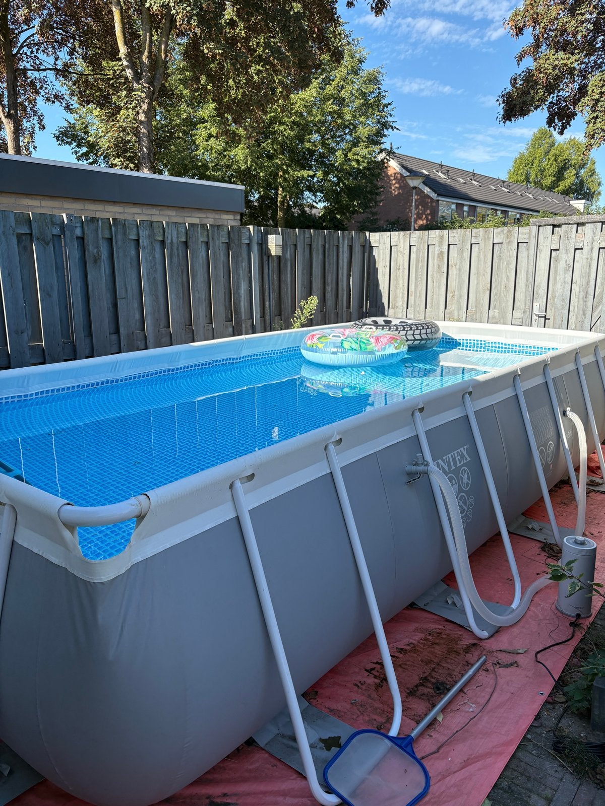 Intex Opzetzwembad met filterpomp en trap 488x244x107, Ophalen, Gebruikt, 200 tot 300 cm, 80 tot 120 cm