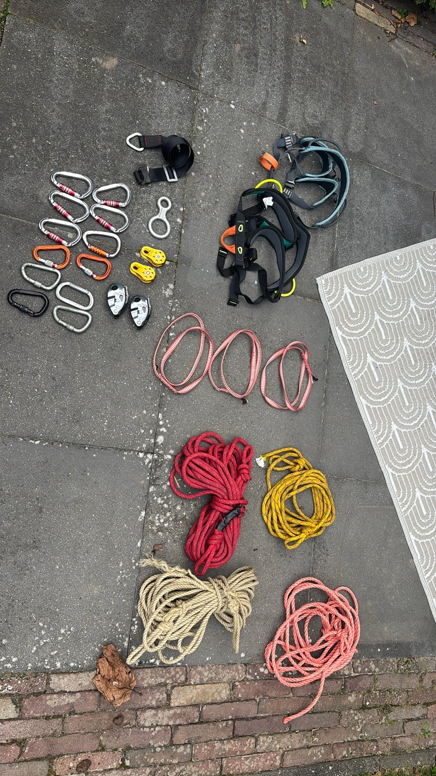 klimspullen: touwen, karabiners excl grigri 2x, Sport en Fitness, Ophalen, Gebruikt, Klimsport-accessoire