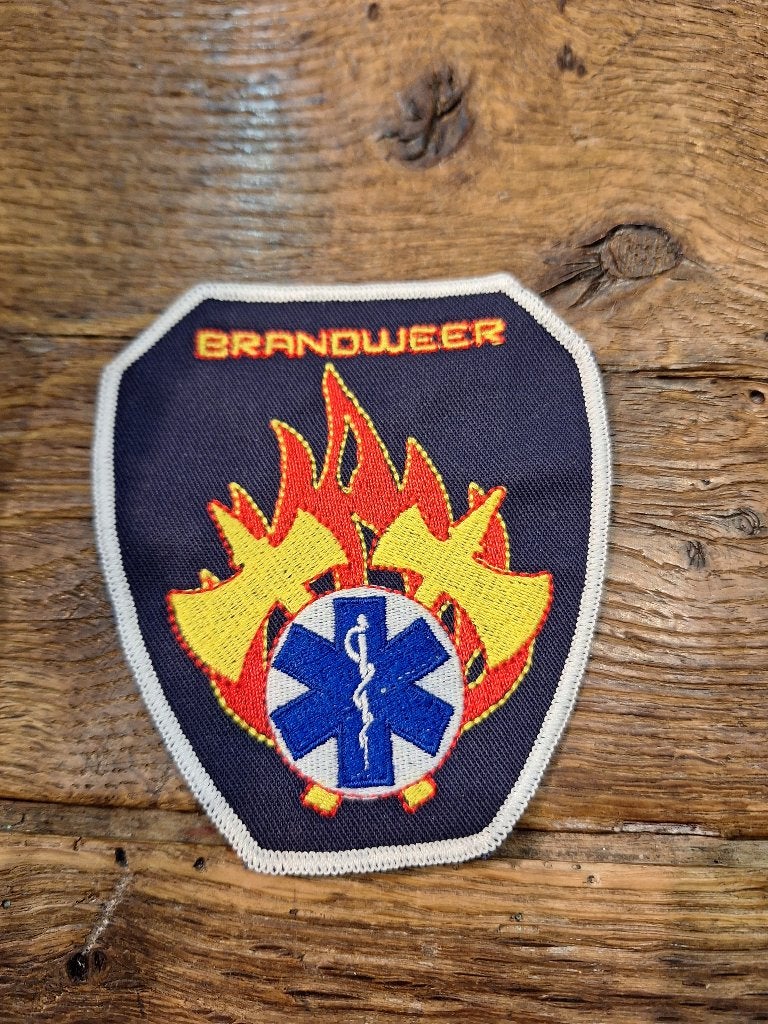 geborduurde patch van brandweer, nieuwstaat, Verzamelen, Ophalen of Verzenden, Overige soorten, Overige gebieden, Embleem of Badge