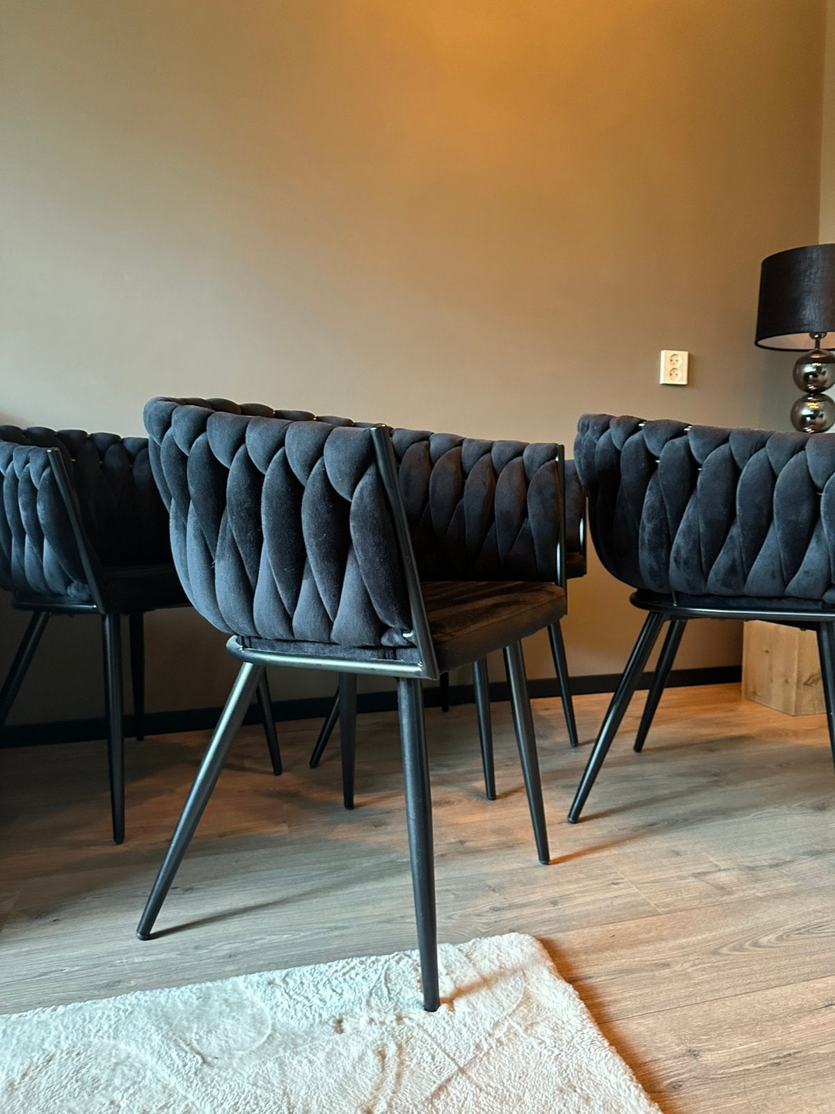 Eetkamerstoelen gevlochten, Huis en Inrichting, Stoelen, Ophalen, Zo goed als nieuw, Zwart, Vier