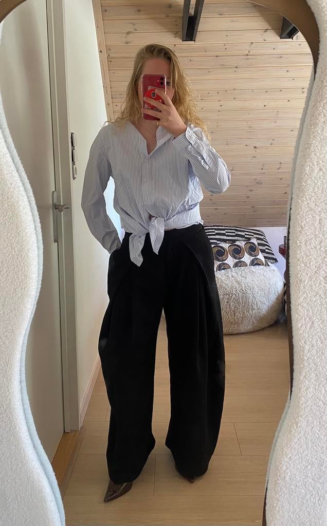 Vintage blouse met ruffle detail, Ophalen of Verzenden, Zo goed als nieuw, Maat 42/44 (L), Blauw