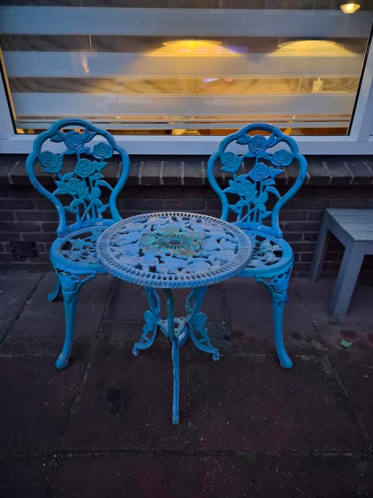 Leuk opknap bistrosetje, Tuin en Terras, Tuinsets en Loungesets, Ophalen of Verzenden, 2 zitplaatsen