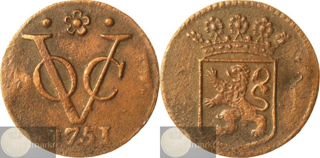 V.O.C. - Holland - Duit 1751 'Dordrecht', Ophalen of Verzenden, Vóór koninkrijk, Overige waardes, Losse munt