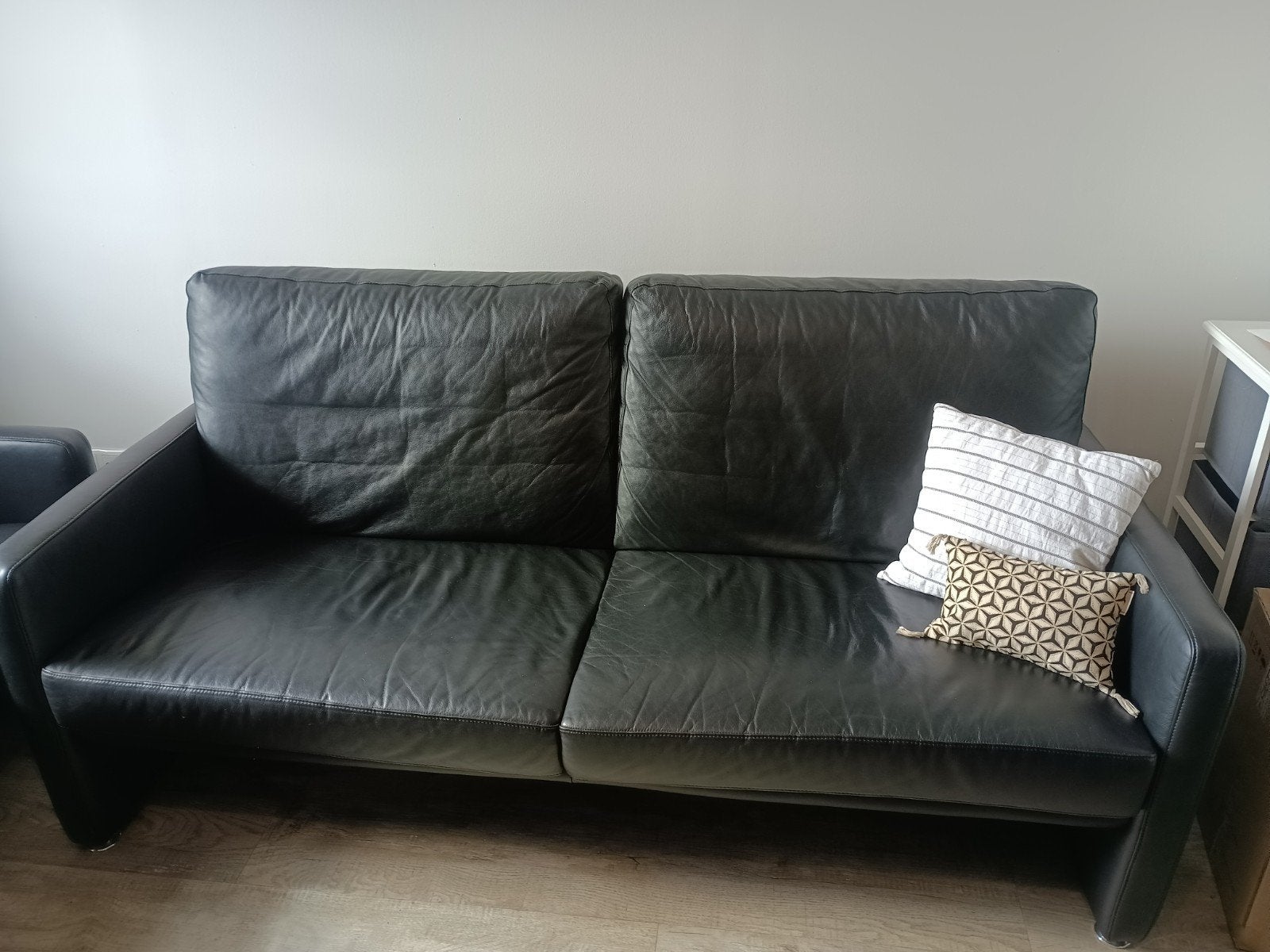 Zwarte Leren Design Banken 3-Zit W SCHILLIG, Ophalen, Gebruikt, 75 tot 100 cm