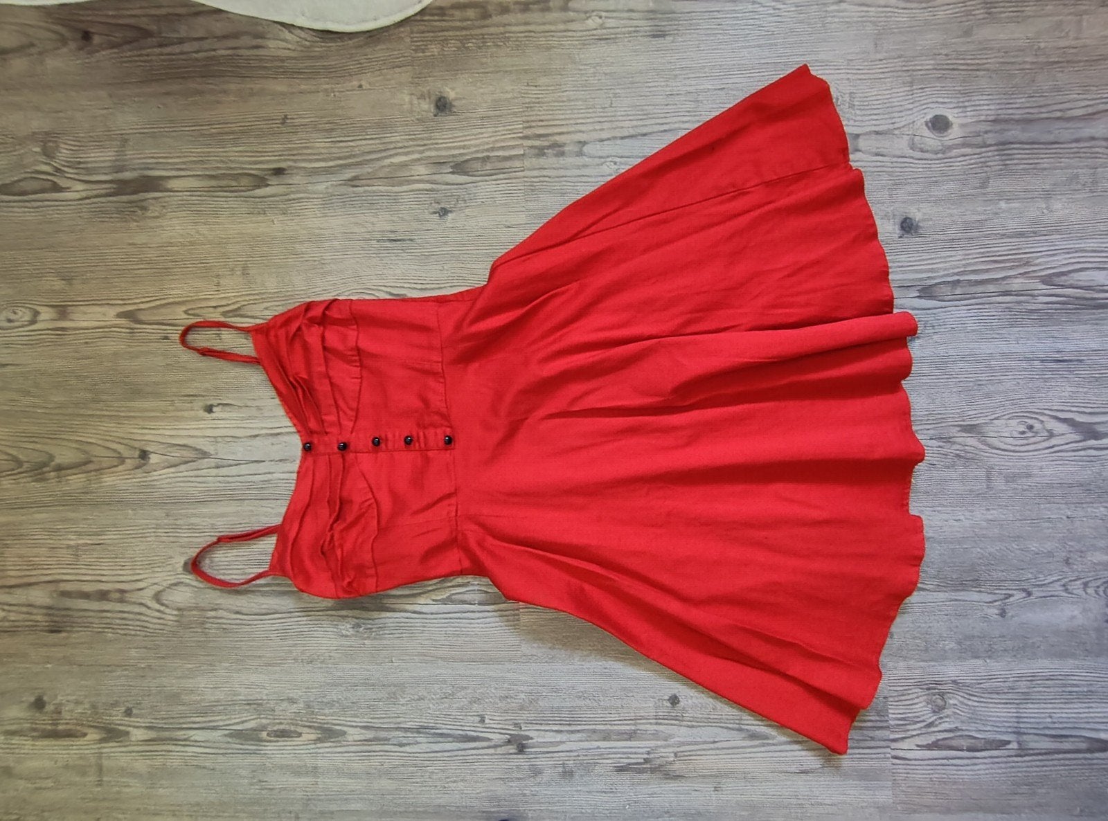 Zomerse rode jurk met spaghettibandjes, Ophalen, Maat 46/48 (XL) of groter, Boven de knie, Rood