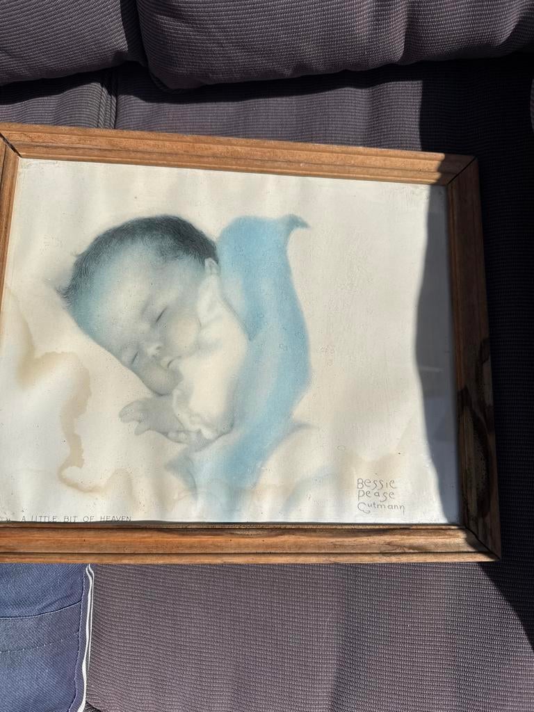 Ingelijste tekening slapende baby Bessie Pease Gutmann, Antiek en Kunst, Ophalen of Verzenden