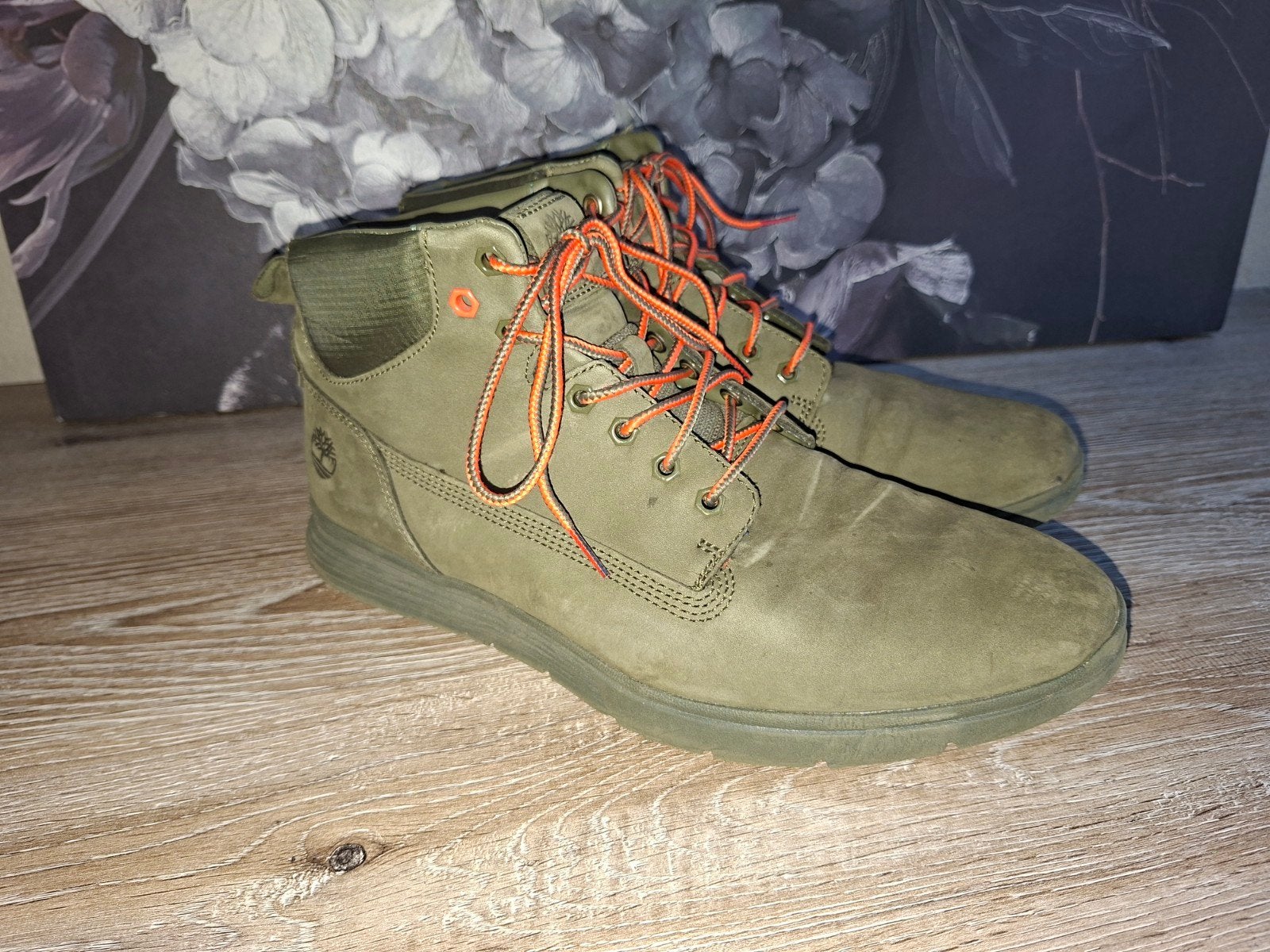 Timberland Groene Boots met Oranje Veters - Maat 44, Ophalen, Overige kleuren, Timberland, Boots