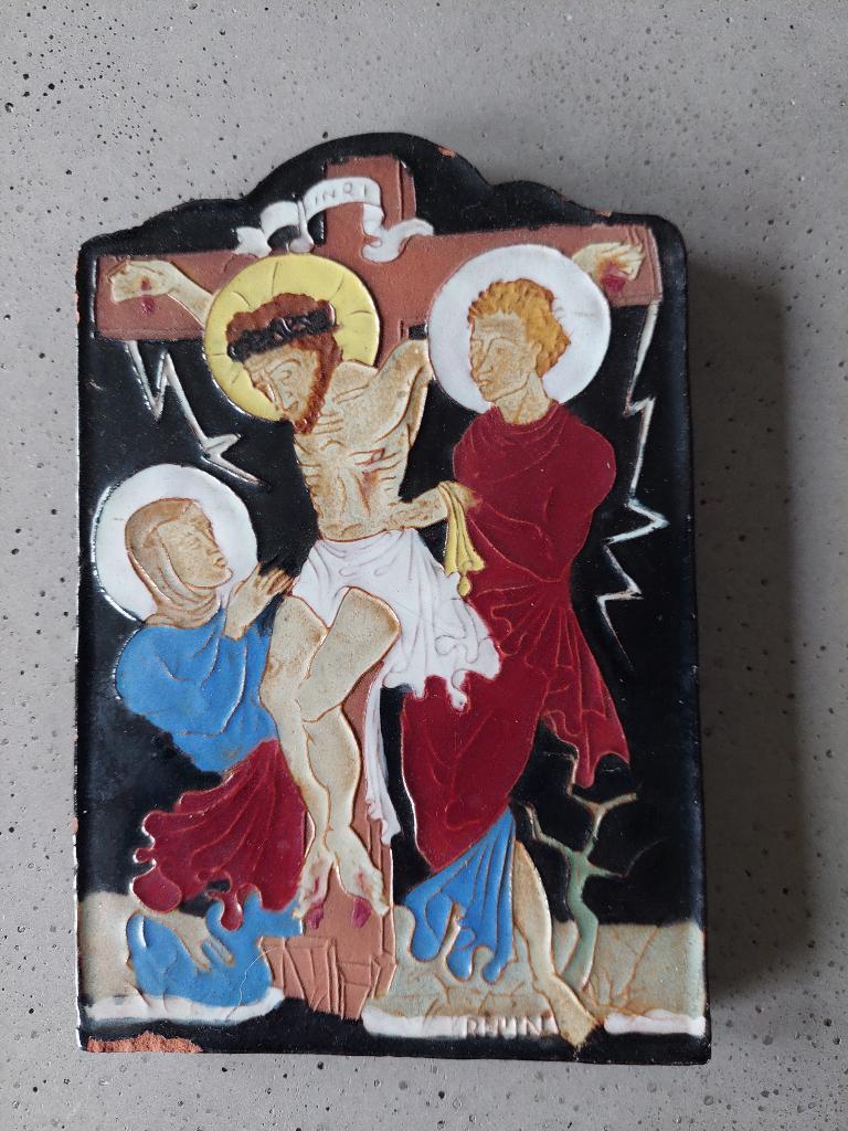 aardewerk plaquette Tegelse keramiek (crucifix), Antiek en Kunst, Antiek | Keramiek en Aardewerk, Ophalen of Verzenden