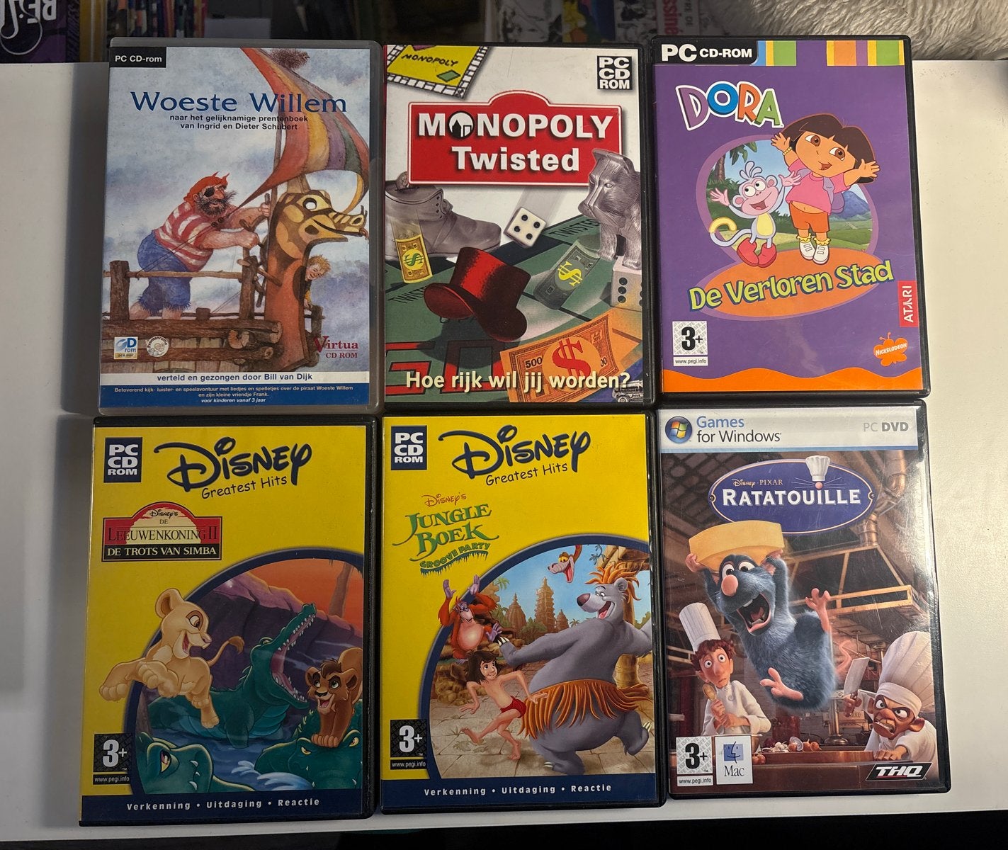PC CD-ROM Spellen Bundel: Disney, Monopoly, Dora, Ratatouill, Gebruikt, Overige genres, 1 speler, Ophalen of Verzenden