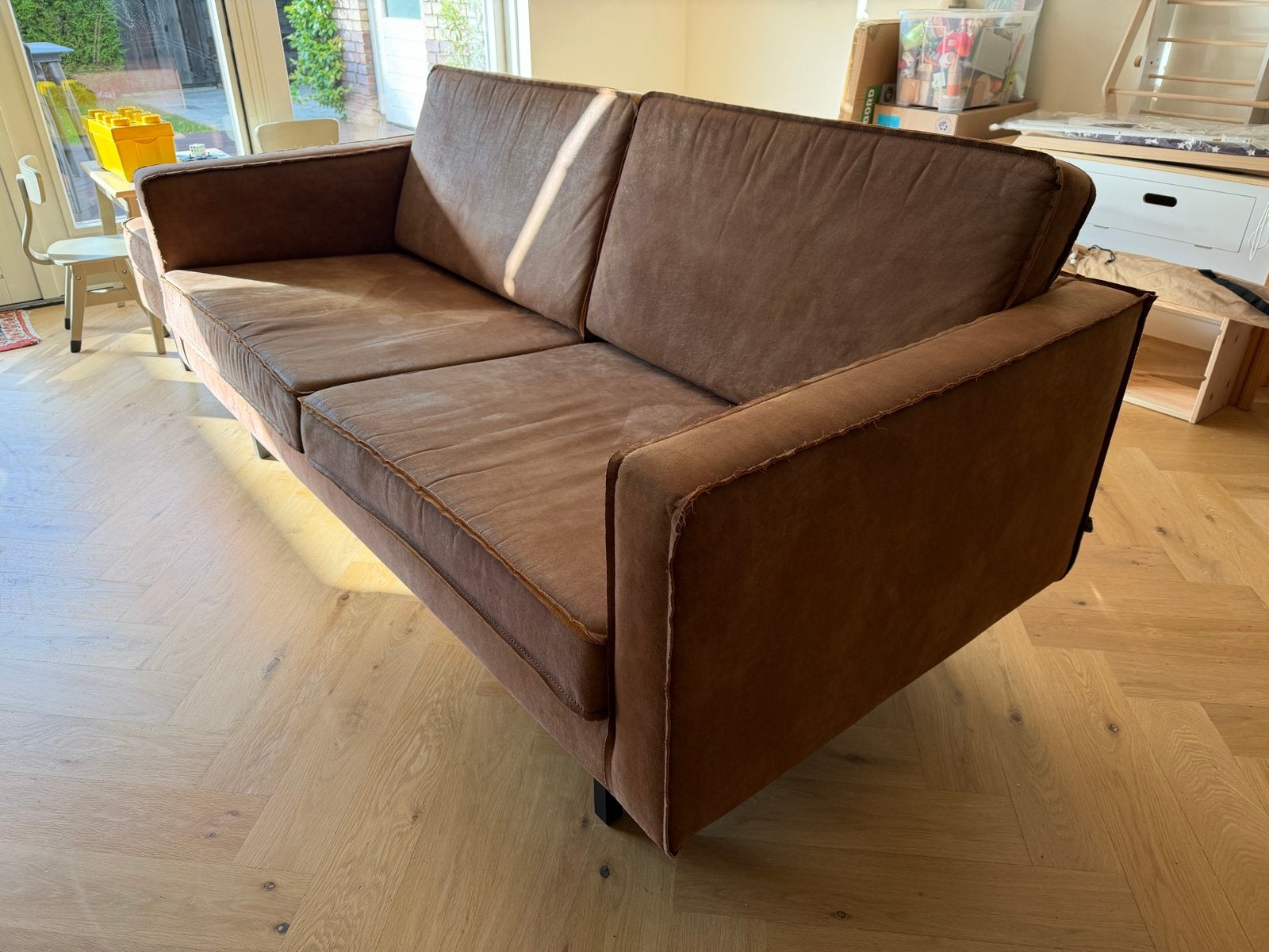 Be Pure Home 2,5 zits bank met nieuwe kussens en poef, Huis en Inrichting, Ophalen, Gebruikt, Driepersoons, 75 tot 100 cm