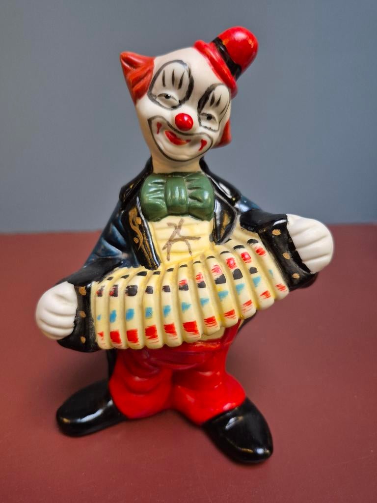 Vintage Clown Beeldje met Accordeon - Keramiek, ., Ophalen of Verzenden, Zo goed als nieuw, .