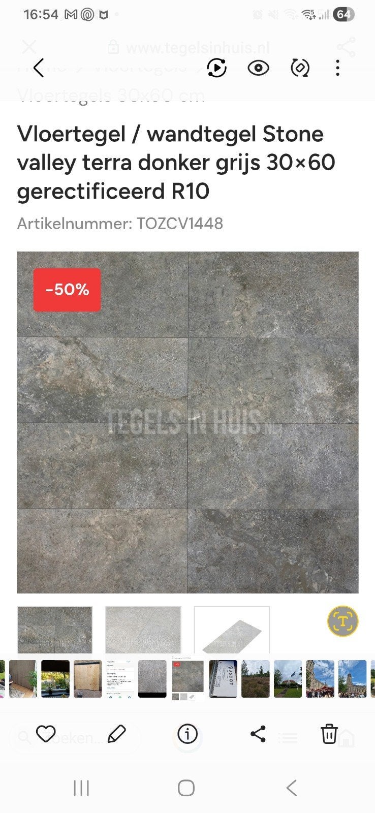 Vloer-/wandtegel Stone Valley Terra Donkergrijs 30x60, Ophalen, 40 tot 60 cm, Keramiek, Nieuw