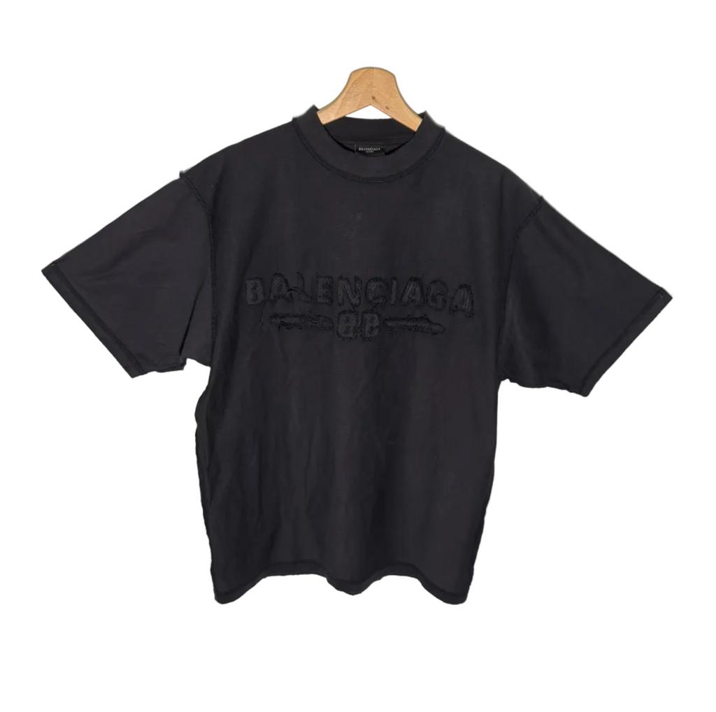 Balenciaga T-shirt Zwart Geborduurd Logo Maat XS Oversaze, Balenciaga, Balenciaga, Zwart, Overige maten