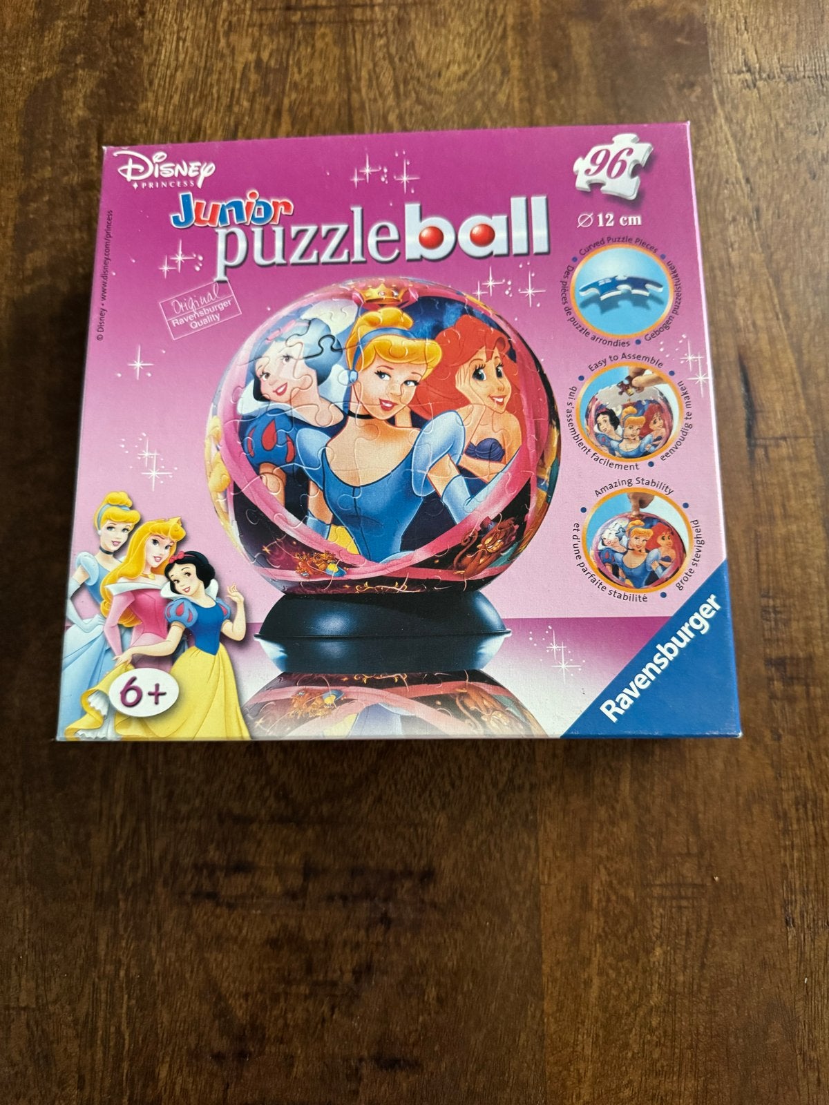 Disney Princess Junior Puzzleball 96 stukjes Ravensburger, Ophalen of Verzenden, Minder dan 500 stukjes, Gebruikt, Rubik's of 3D-puzzel