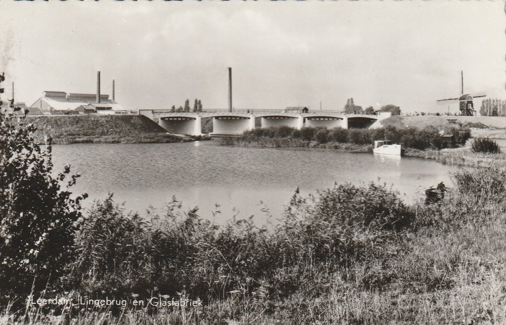 Leerdam      Lingebrug, Ophalen of Verzenden, 1940 tot 1960, Gelopen, Zuid-Holland