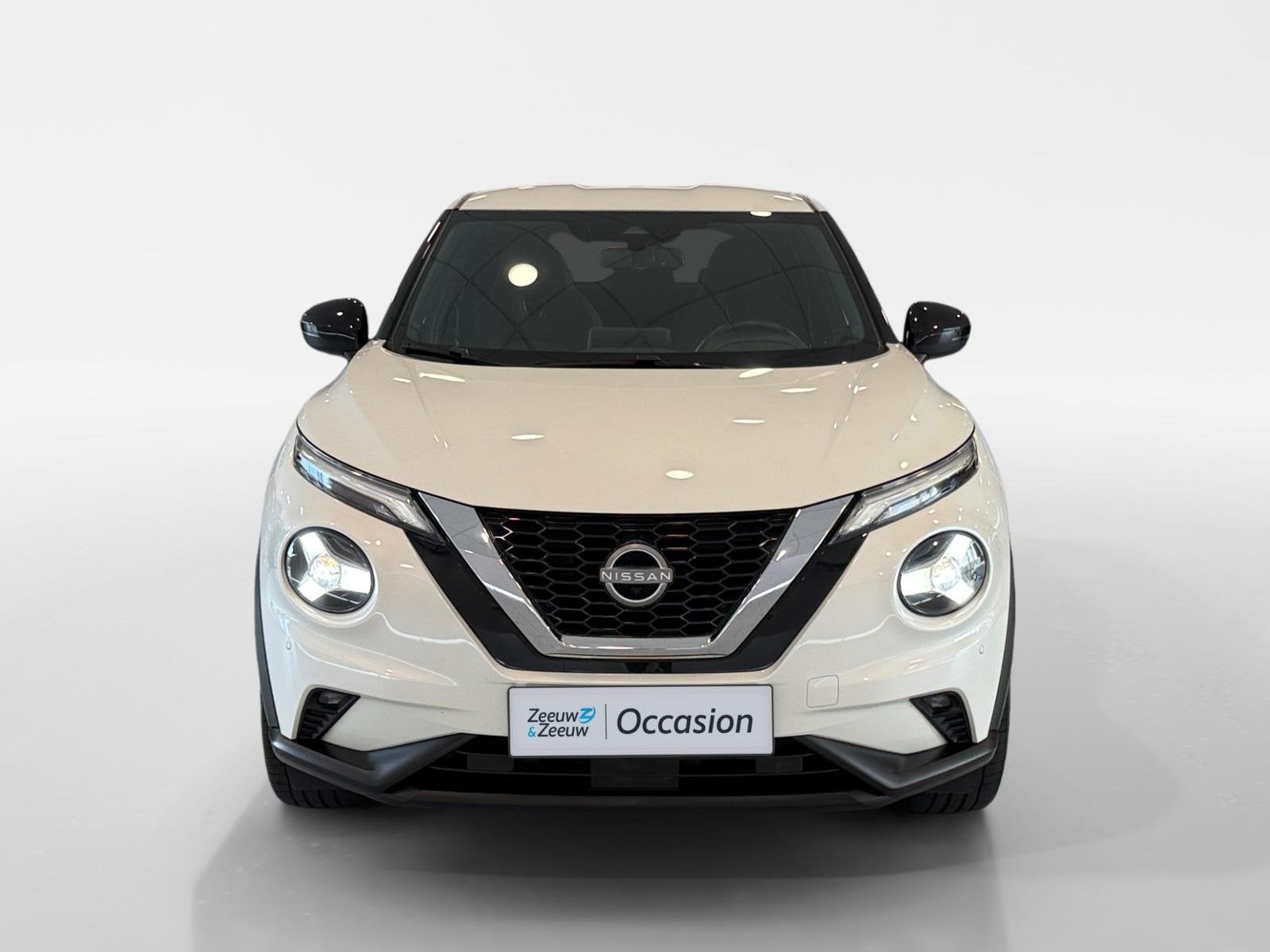 Nissan Juke 1.0 DIG-T Tekna *Navi(Carplay)+360Camera*Climate, Auto's, 12 maanden, Leder en Stof, Wit, Origineel Nederlands