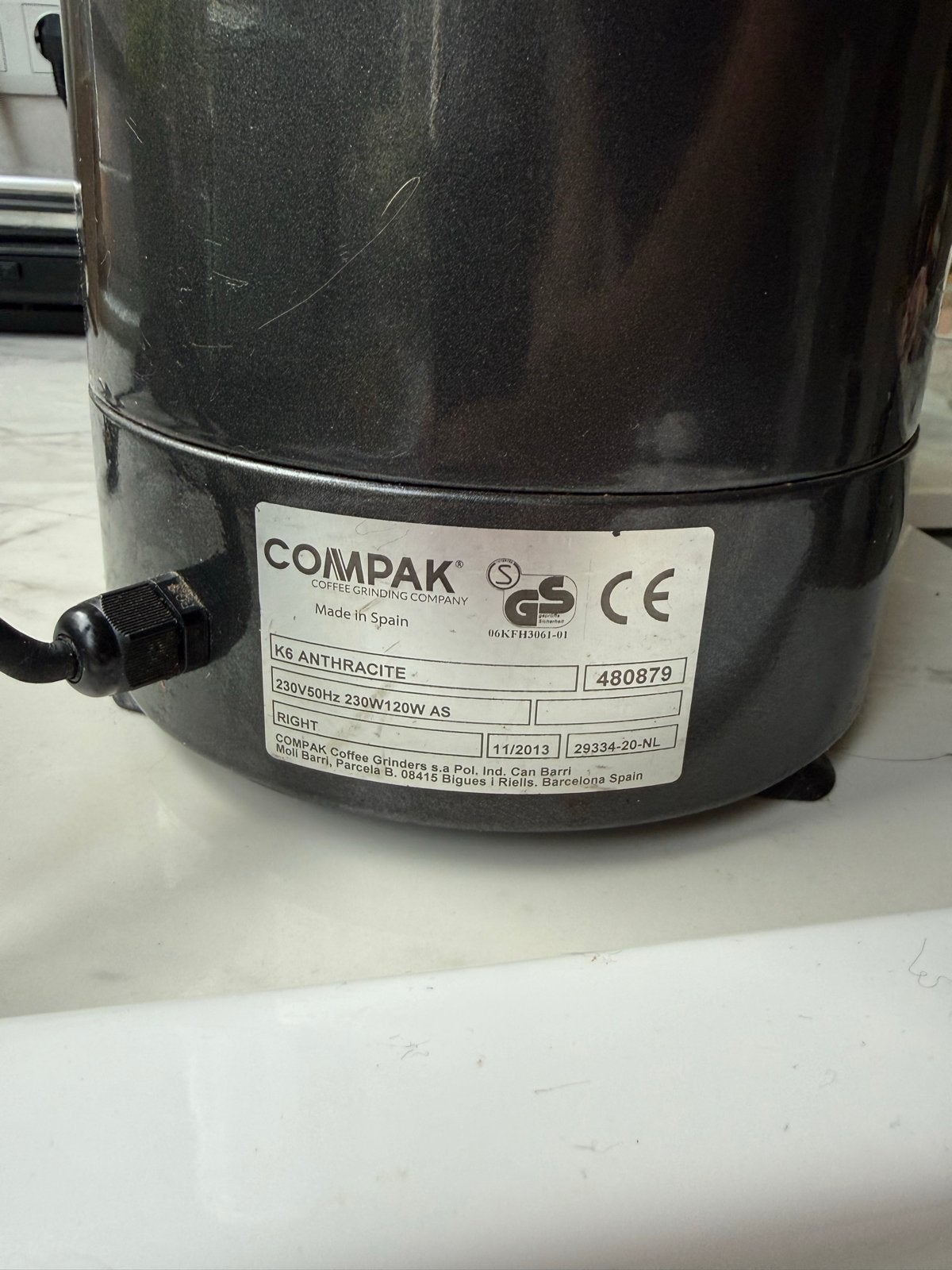Compak K6 Anthracite Koffiemolen - Professioneel, Witgoed en Apparatuur, Ophalen, Gebruikt, 10 kopjes of meer, Koffiemachine