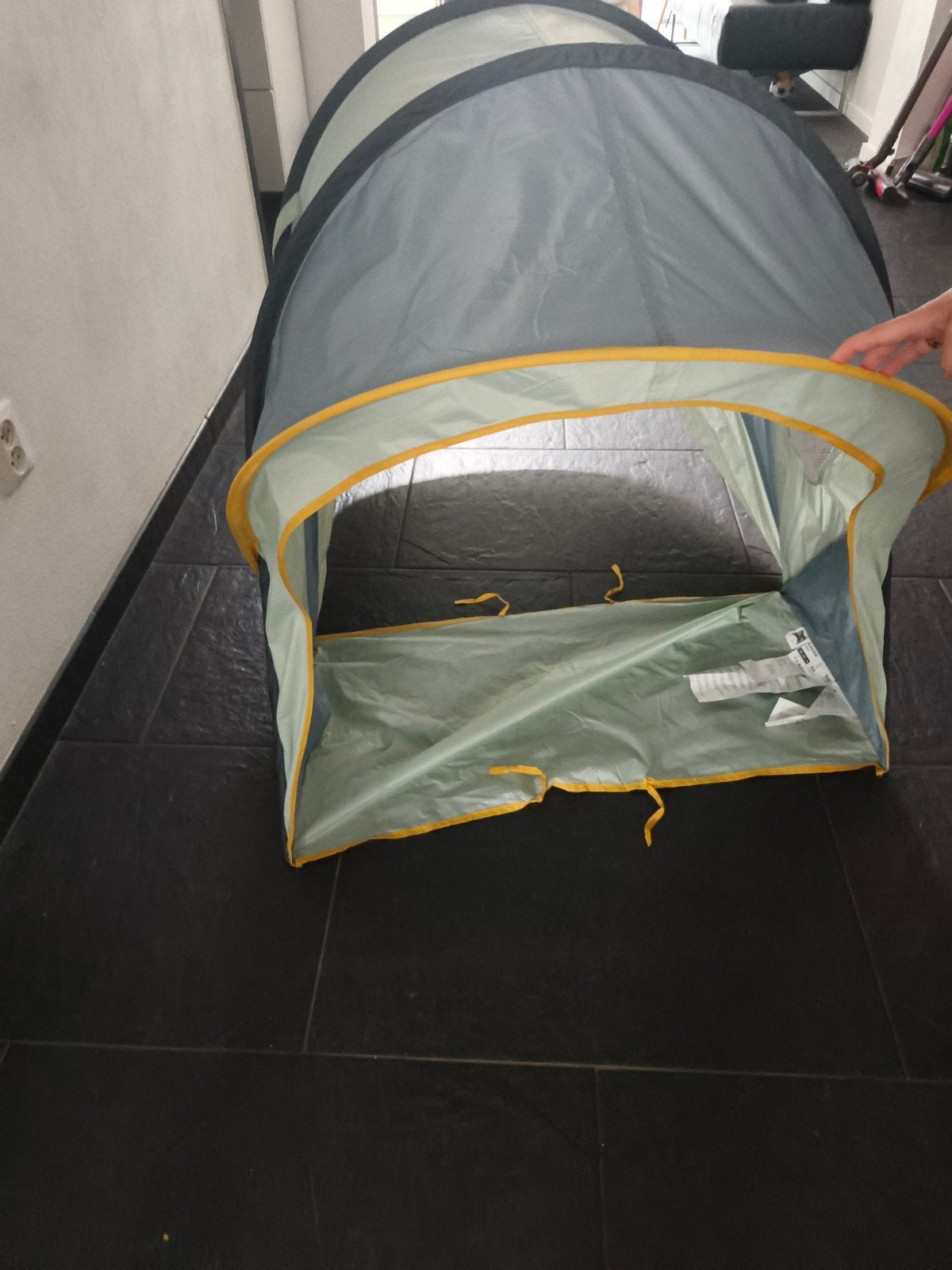 IKEA ELDFLUGA Bedtent - Blauw/Groen, Ophalen, Zo goed als nieuw, 180 cm of meer, 70 tot 85 cm