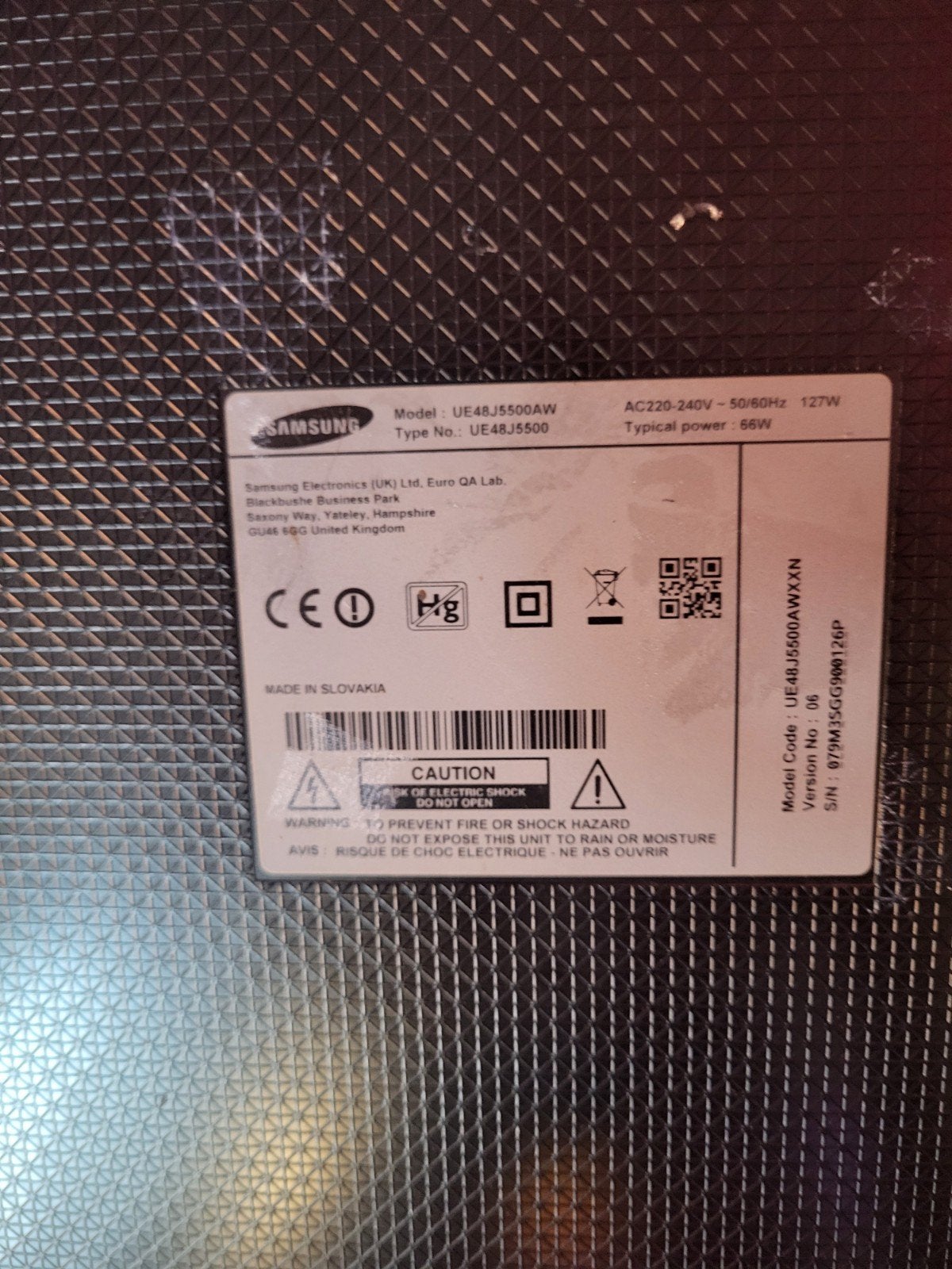 Samsung 55 inch Smart TV (UE48J5500AW) zonder voet, Ophalen, Gebruikt
