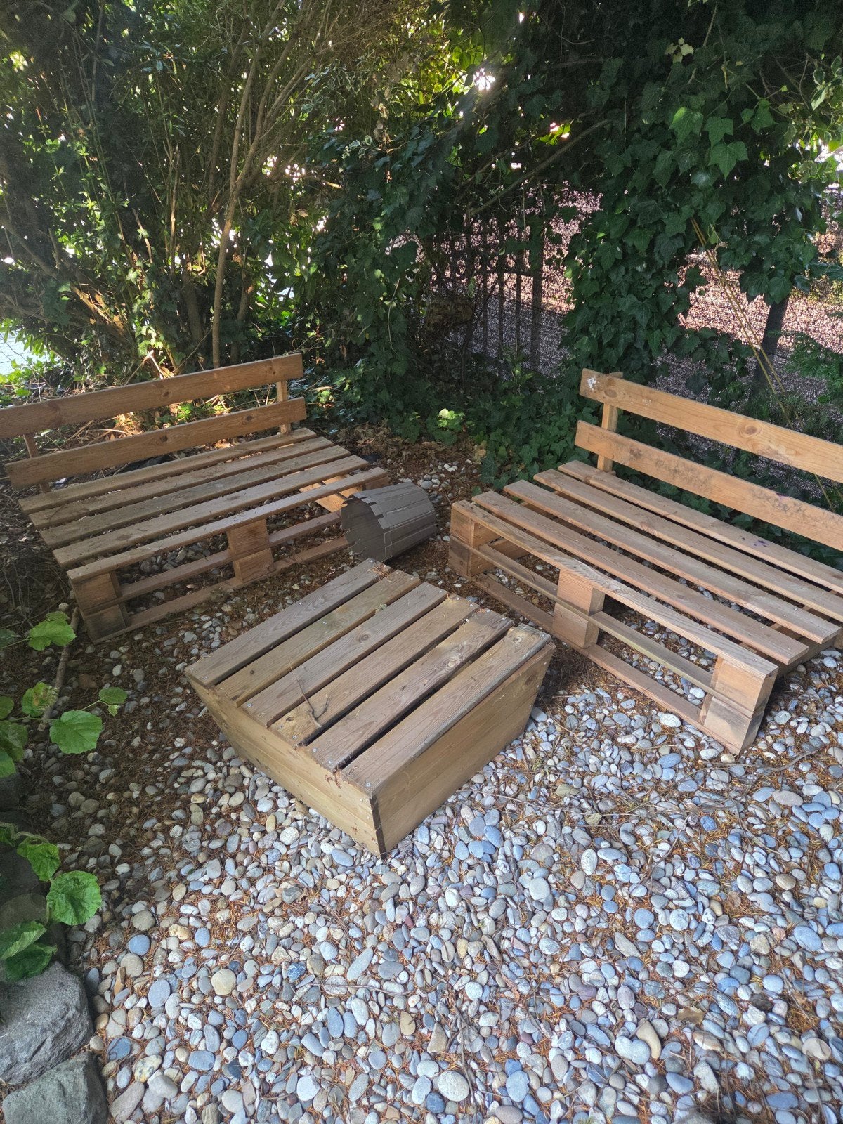 Pallet lounge set met tuinkussens, Ophalen, Zo goed als nieuw, Hout
