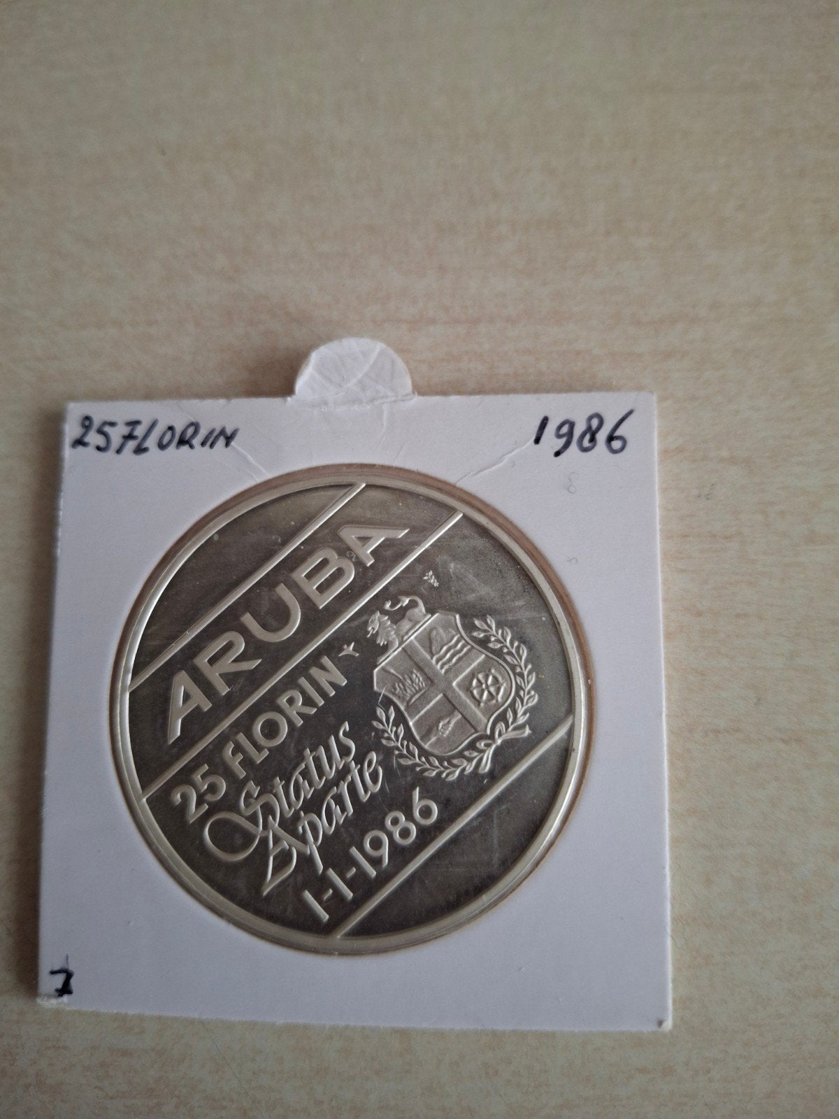 Zilveren 25 Florin 1986 Aruba UNC Munt, Ophalen of Verzenden, Losse munt, Zilver
