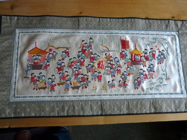 Chinees wanddoek gevoerd 33x66 cm., Ophalen of Verzenden, Zo goed als nieuw