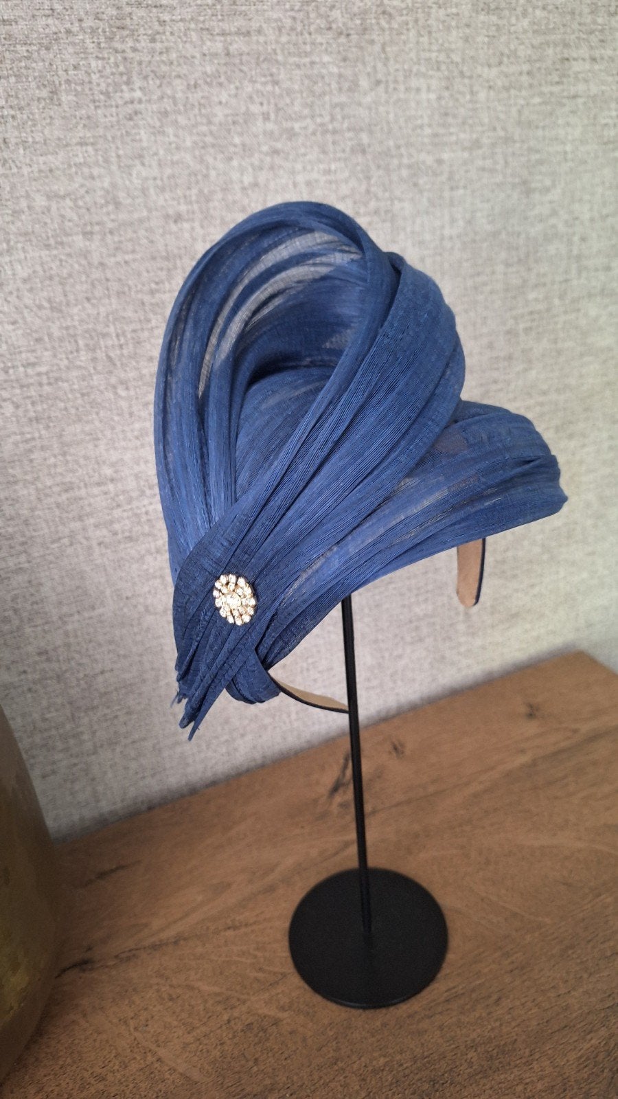 Elegante blauwe fascinator met strass detail, Hoed, Nieuw, Onbekend, One size fits all