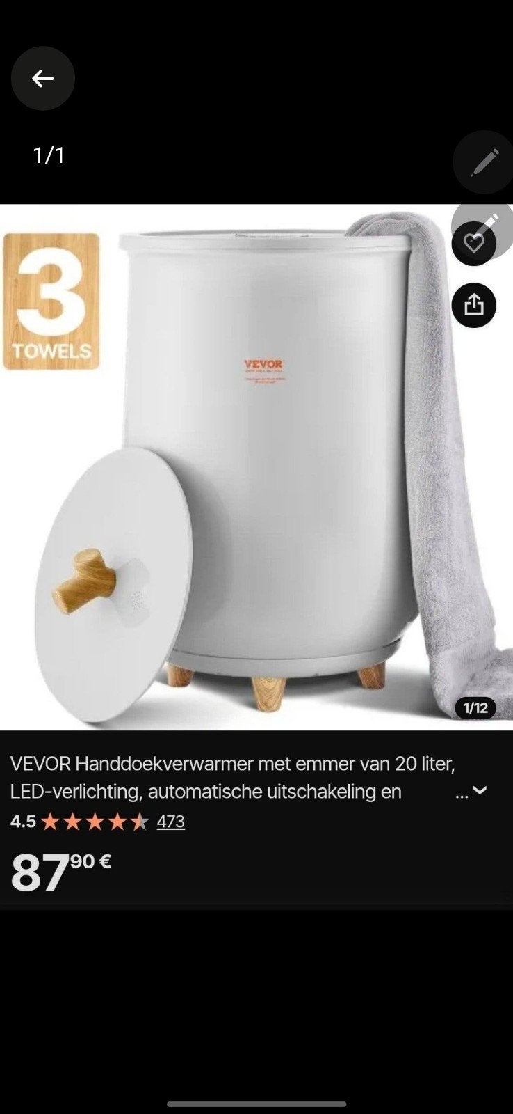 handdoek verwarmer, Ophalen, Nieuw, Handdoek