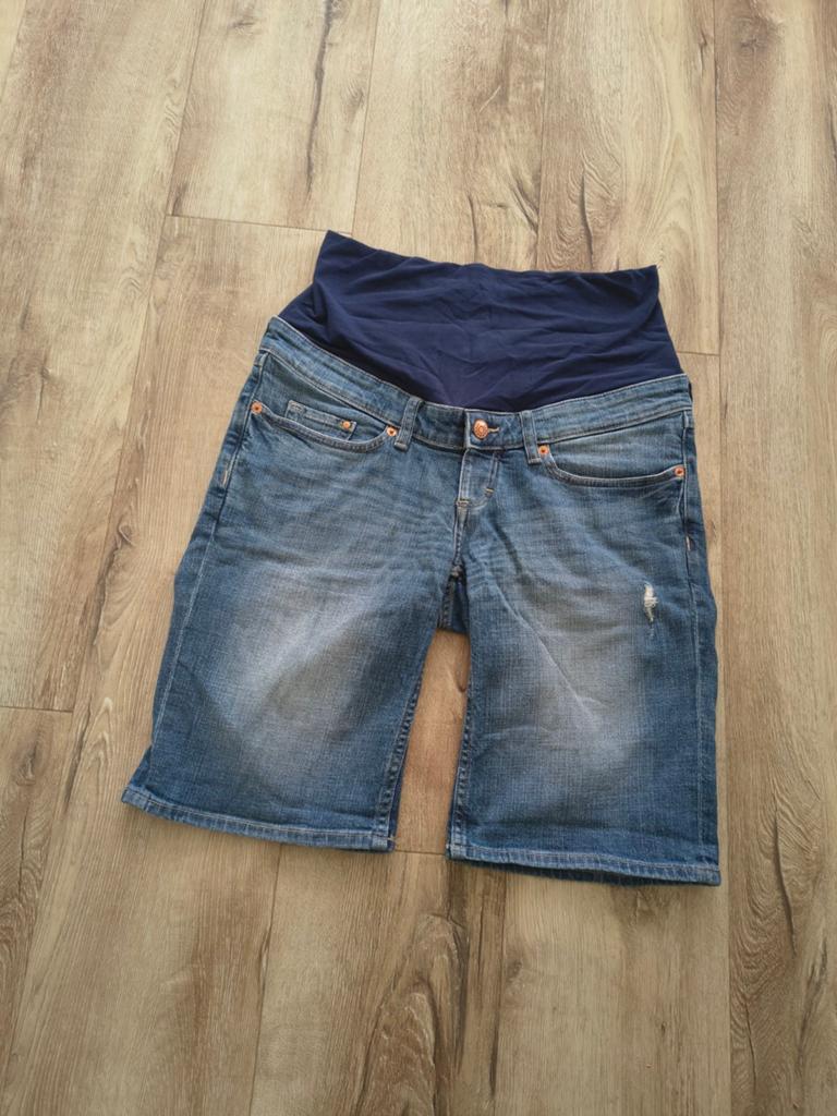 Prachtige blauwe korte positiebroek van H&M, 38. Denim short, Maat 38/40 (M), H&M, Blauw, Onb