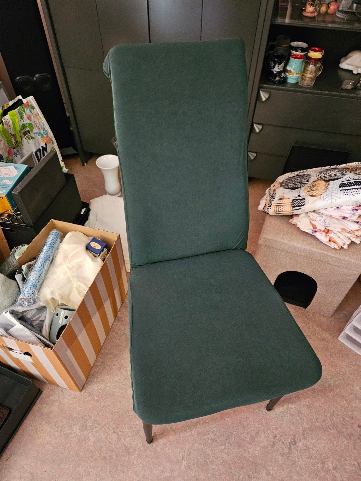 8 hoezen voor eetkamerstoelen - Donkergroen, Ophalen, Gebruikt, Overige kleuren, Modern, Beschermend