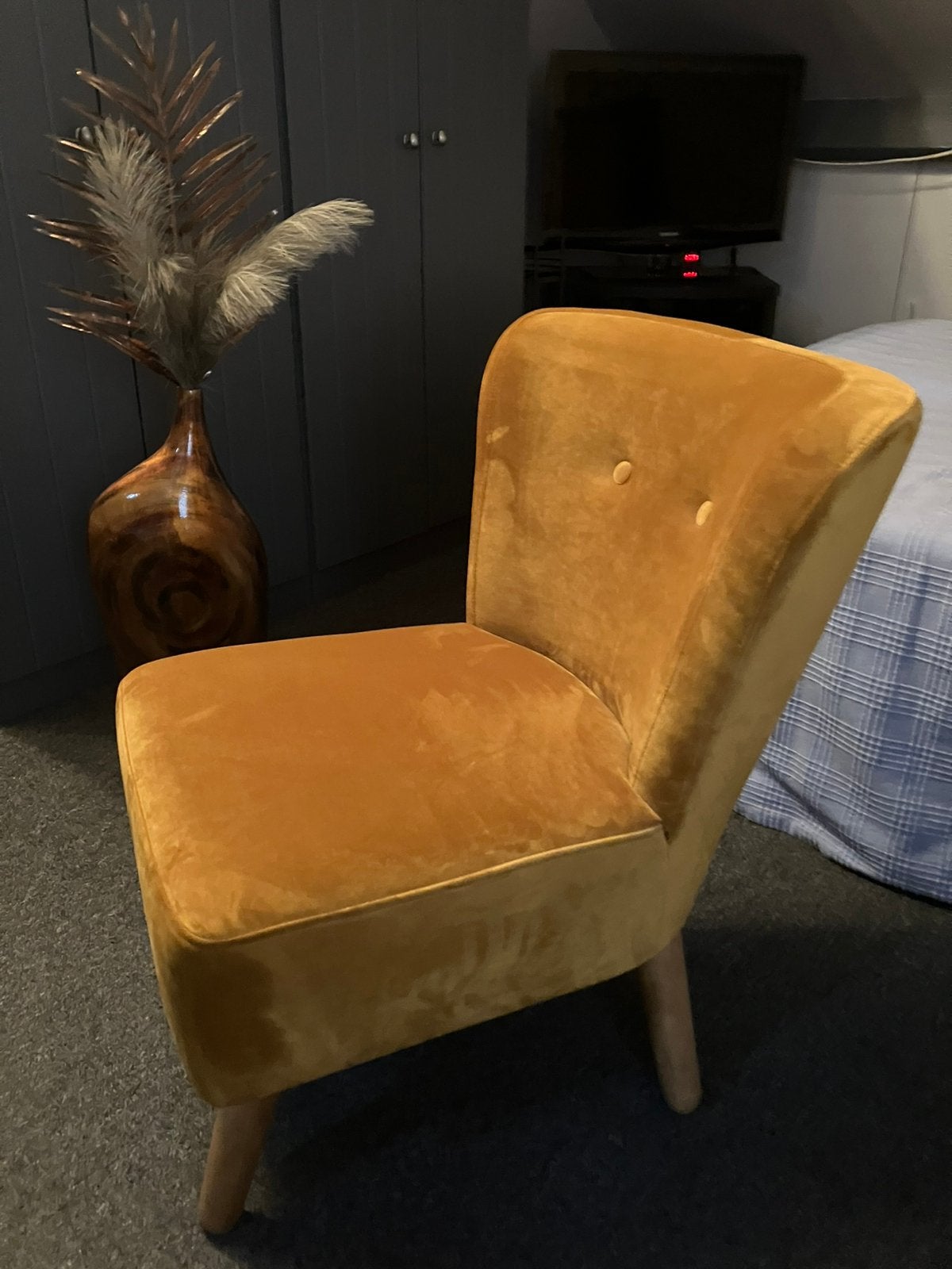 leuke stoel zgan okergeel, Huis en Inrichting, Ophalen, Zo goed als nieuw, Minder dan 75 cm, 50 tot 75 cm