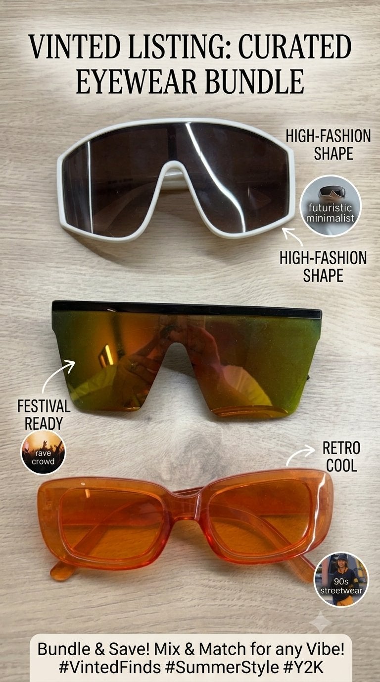 Zonnebrillen Bundel: High-Fashion, Festival & Retro Stijlen, Overige merken, Gebruikt, Zonnebril, Overige kleuren