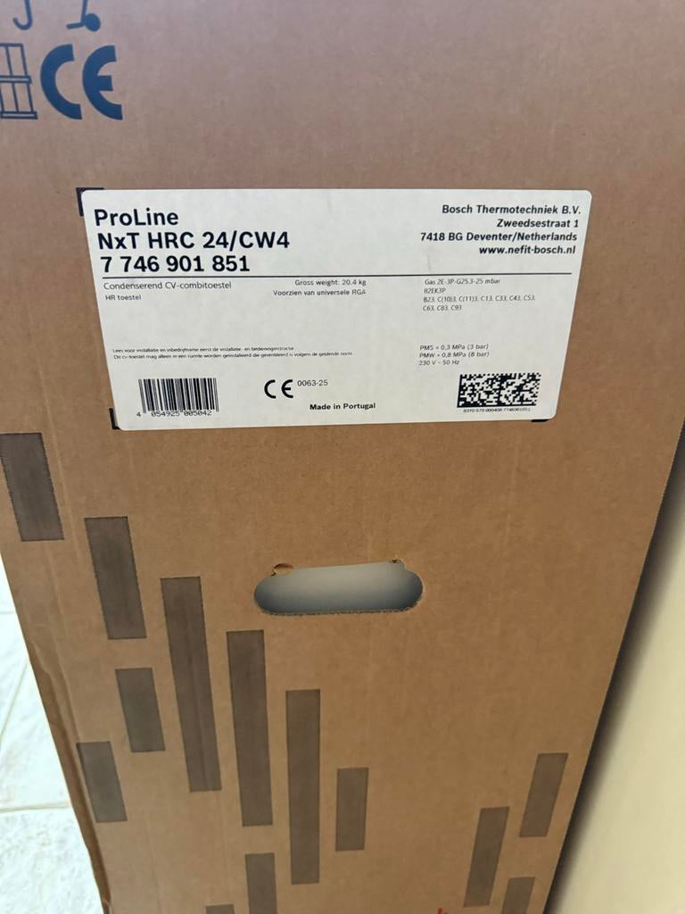 Nefit Bosch ProLine NxT HRC 24/CW4 CV-combiketel, Ophalen of Verzenden, Zo goed als nieuw
