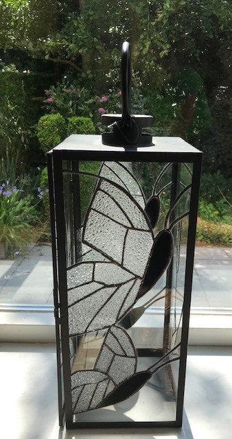 Lantaarn tiffany glasfusing vlinder bloem glas, Lantaarn, Meerkleurig, Overige merken, Nieuw