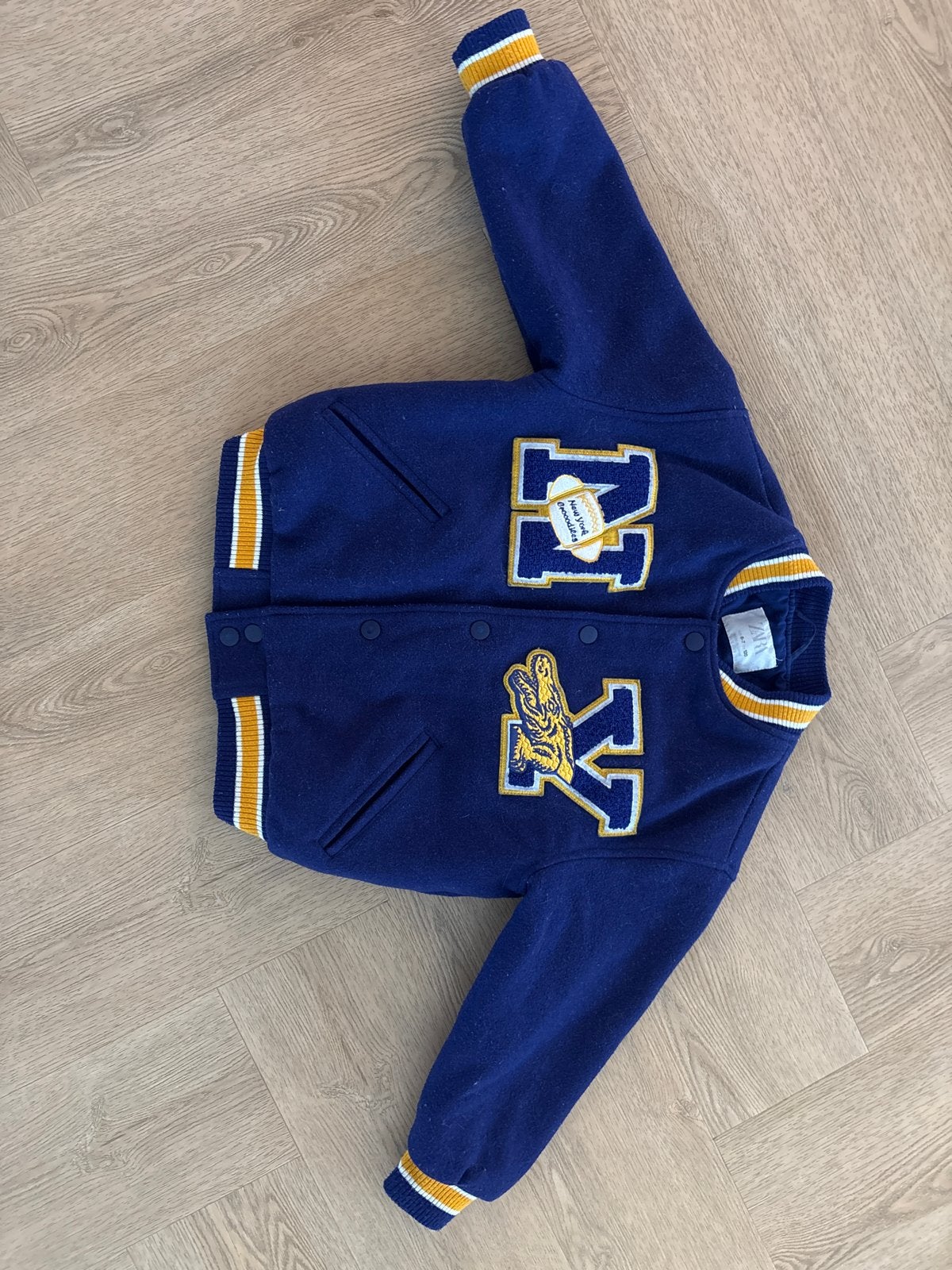 Zara Kids Varsity Jacket - Blauw met Gele Details, Ophalen of Verzenden, Gebruikt, Jongen