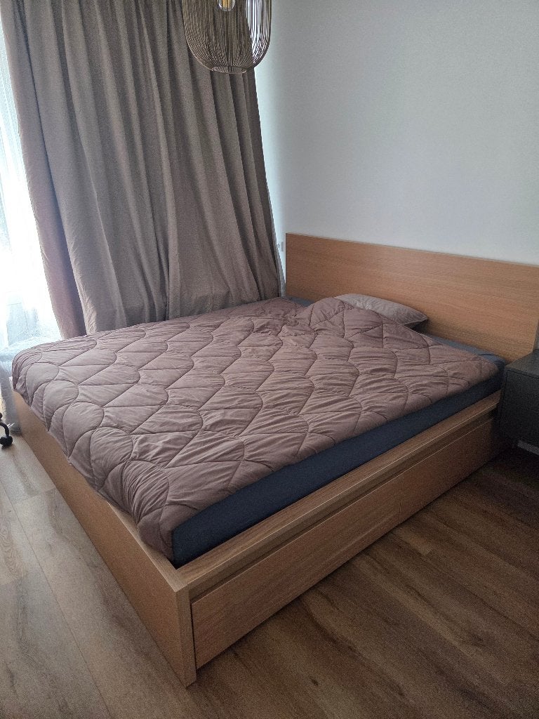 Malm bed 180 x 200, Huis en Inrichting, Slaapkamer | Bedden, Ophalen, Gebruikt, Bruin, Tweepersoons