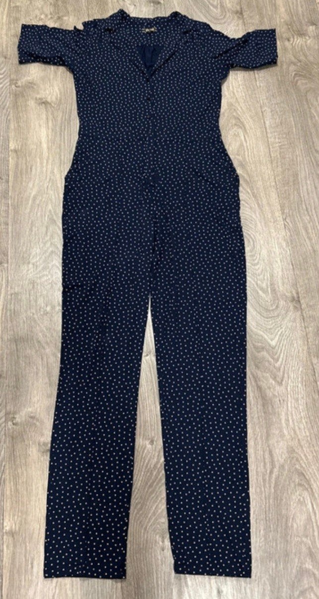 Leuke jumpsuit van King Louie maat xl (valt als l), Ophalen of Verzenden, Zo goed als nieuw, Maat 42/44 (L), Blauw
