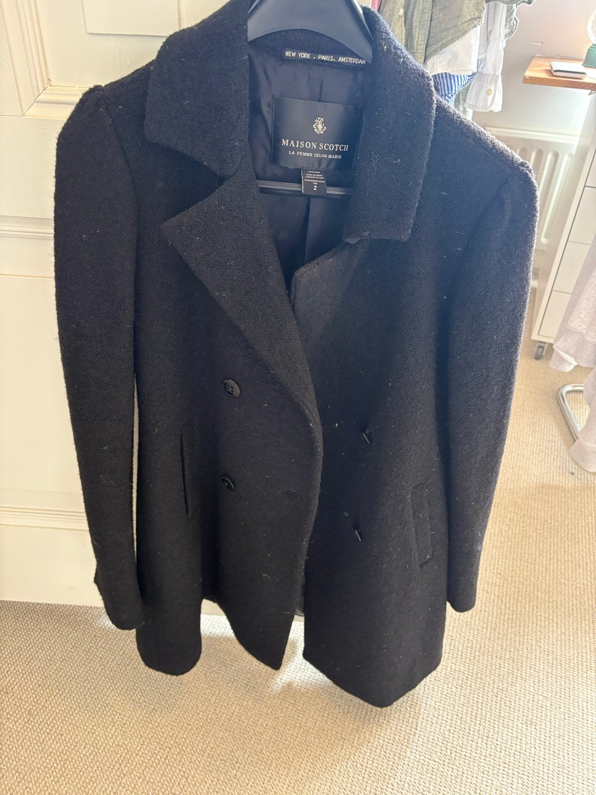 Maison Scotch Zwarte Wollen Jas - Maat S