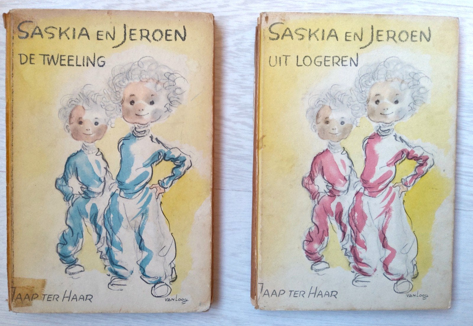Saskia en Jeroen. 2 boekjes jaren 50. Voorleesklassieker., Ophalen of Verzenden, Gelezen