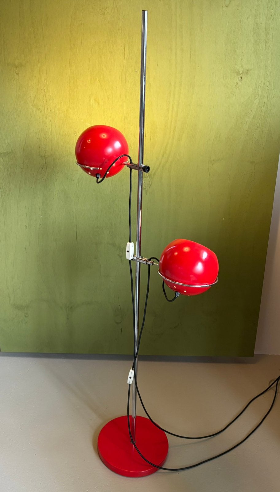 Gepo vloerlamp rood 2x eyeball lampen Space Age, Ophalen, Amsterdam, E27 (groot), Zo goed als nieuw