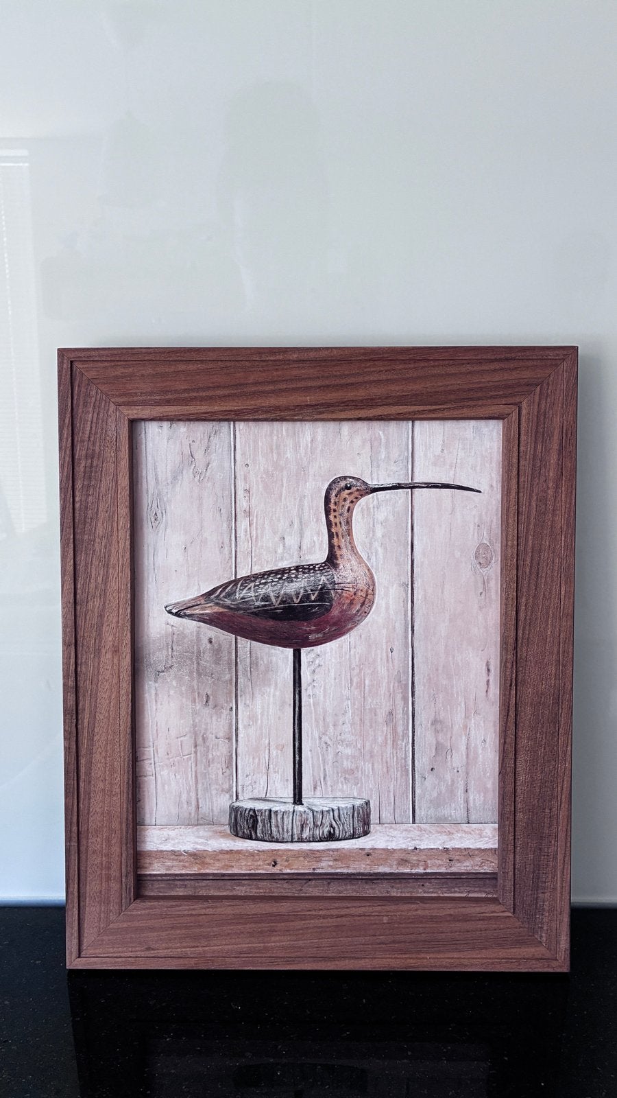 Schilderijen met vogel in lijst van teak hout, Huis en Inrichting, Woonaccessoires | Schilderijen, Tekeningen en Foto's, Ophalen of Verzenden
