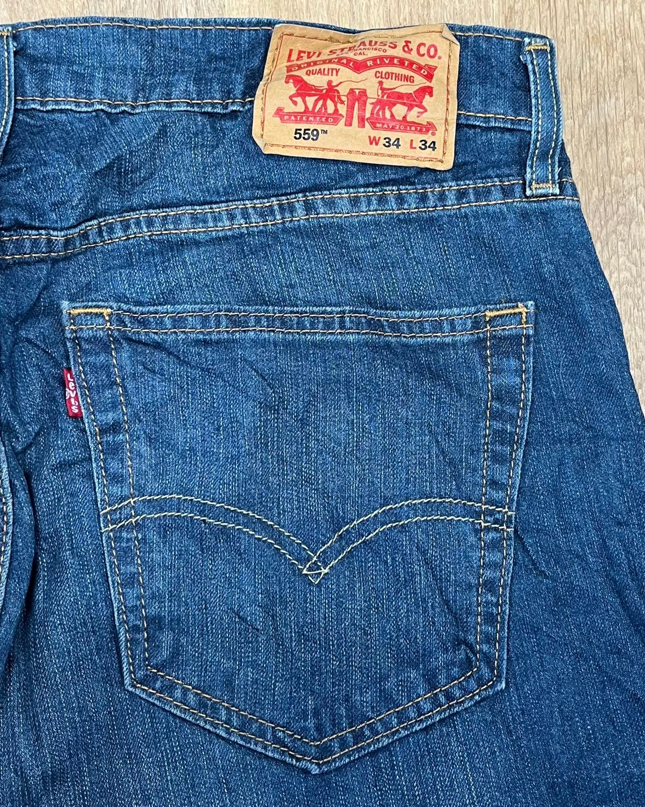 Levi’s 559 relaxed straight jeans marineblauw - Maat W34 L34, Ophalen of Verzenden, Zo goed als nieuw, Blauw, W33 - W34 (confectie 48/50)