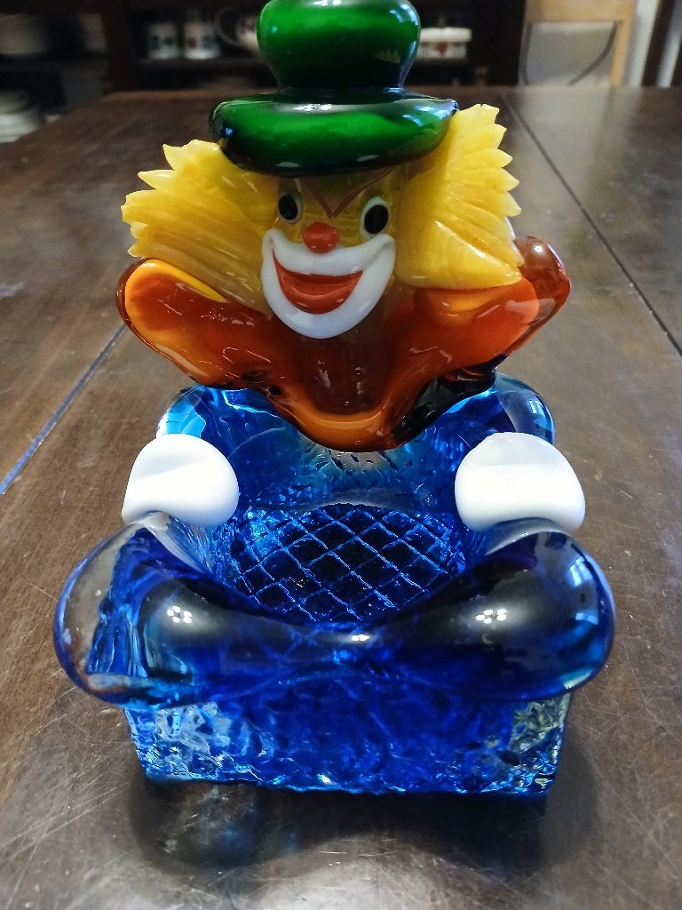 Murano clown asbak, puntgaaf, Ophalen of Verzenden