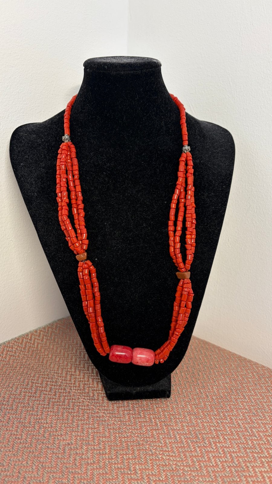 Prachtige Bloedkoraal Ketting - Meerdere Strengen, Sieraden, Tassen en Uiterlijk, Kettingen, Gebruikt, Ophalen of Verzenden, Steen of Mineraal